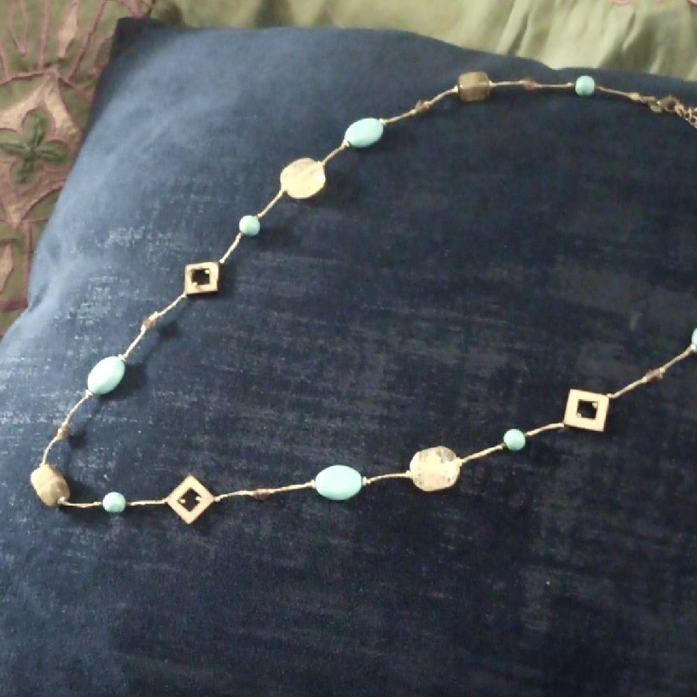 Premiere Designs Promenade Tigers Eye Faux Turquoise Necklace Retired. Vintage